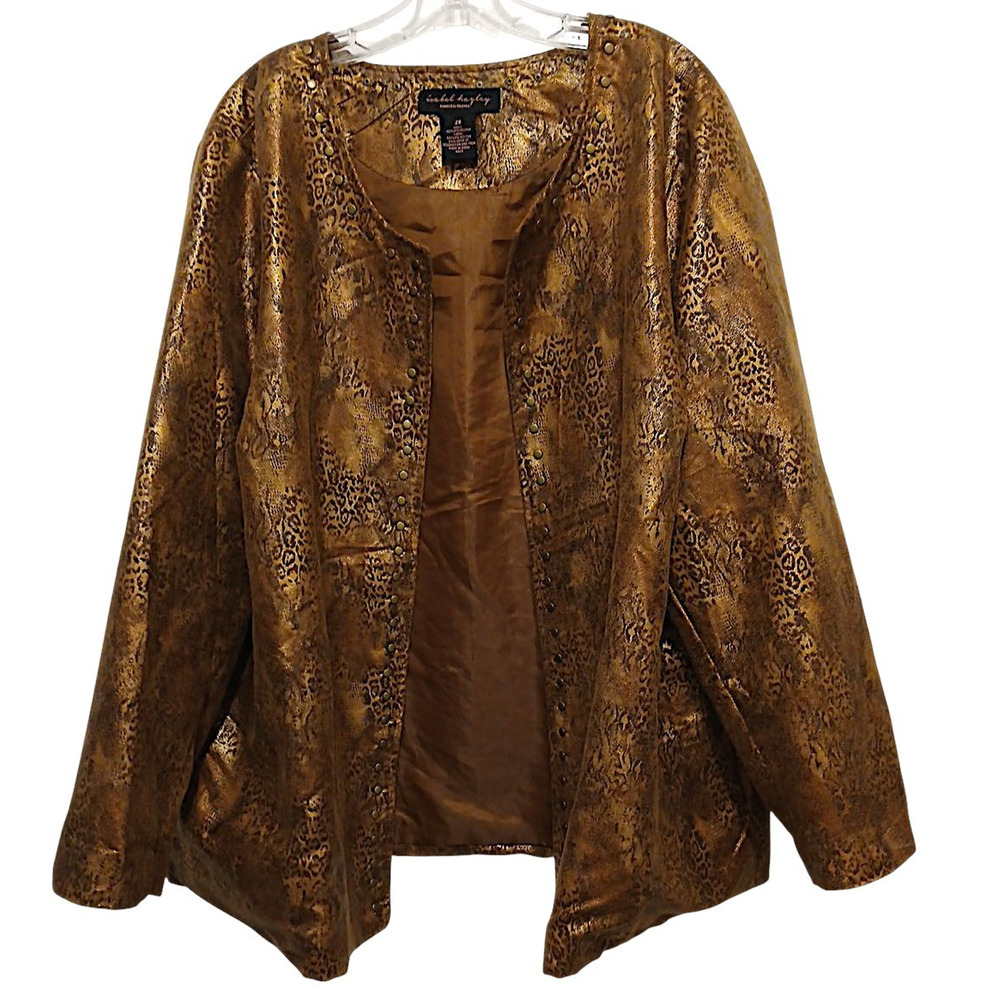 Isabel Hayley Special Occasion Jacket Plus Sz 2X Animal Print Golden Brown Party